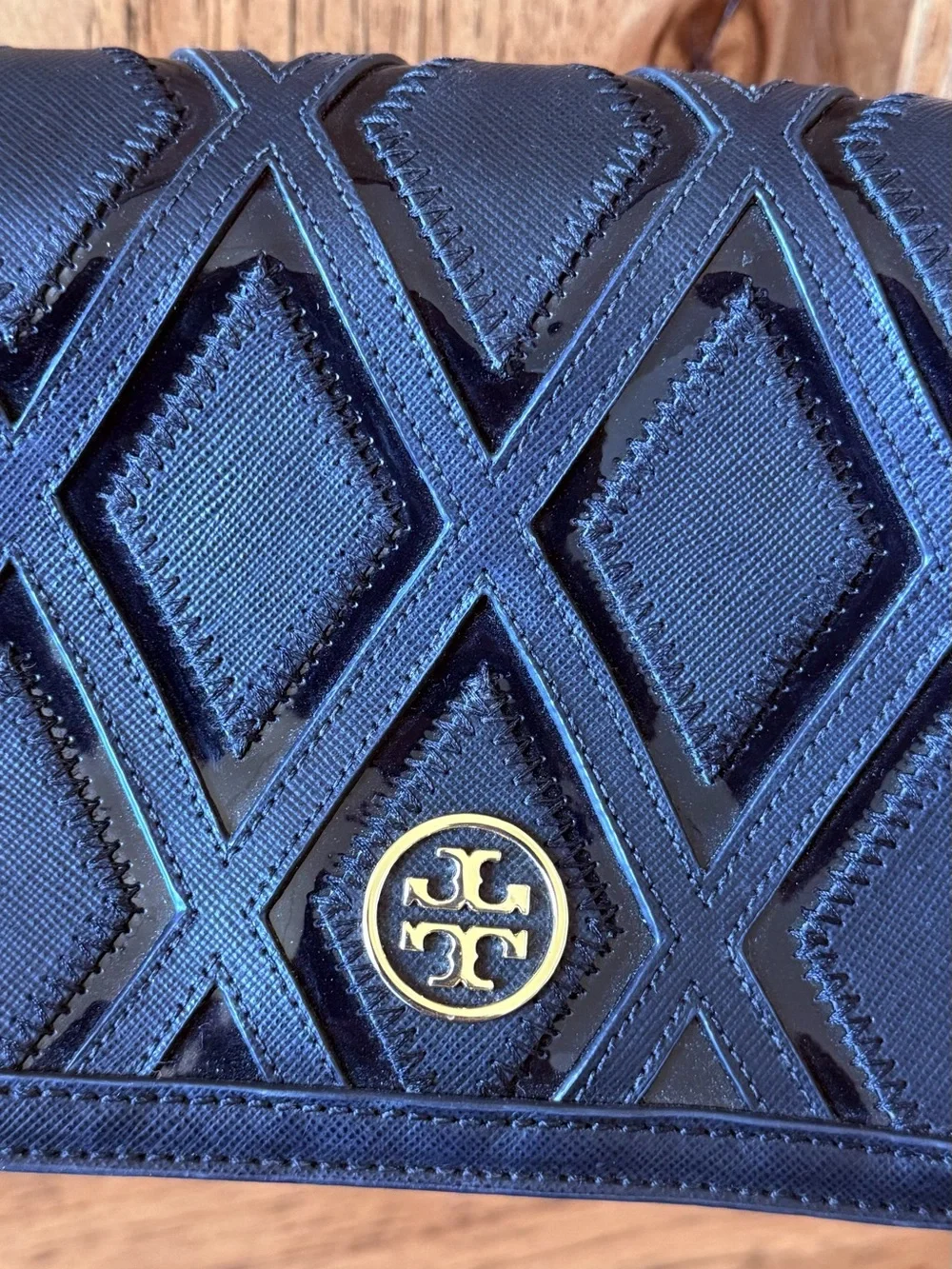 Tory Burch Black Leather Geometric Crossbody Chain Bag NWOT